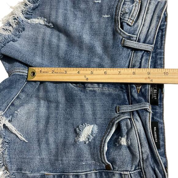 Judy Blue Womens Jean Shorts Size 3/26 Mid Rise Zip Fly Cut Off Distressed Denim - Picture 9 of 11